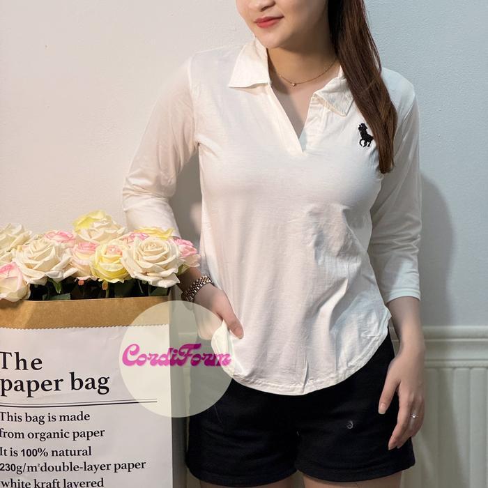 Premium Kaos Oversize Embroidery Kerah V Oval / Kaos Jumbo Oval Wanita Bordir #73 Original