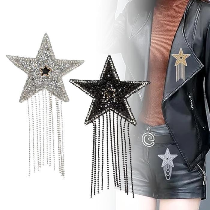 Stiker Kain Berlian Rumbai Bintang Segi Lima 8*15cm Stiker Dekorasi Pakaian Stiker Bordir Setrika /