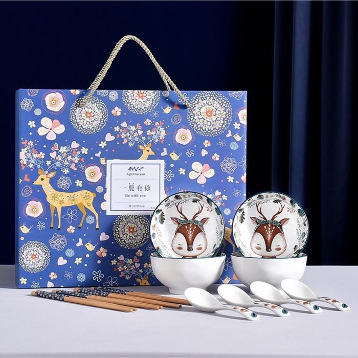 Gift Set Hampers Piring Keramik Set Mewah Cantik 12 pcs