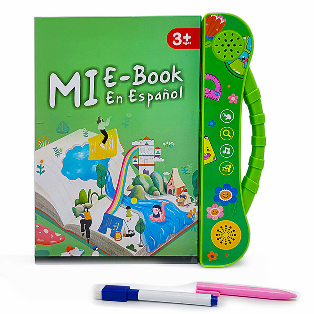 2-in-1 Spanish English Sound Board Book Interactive Talking Book Early Educational Reading Toy for