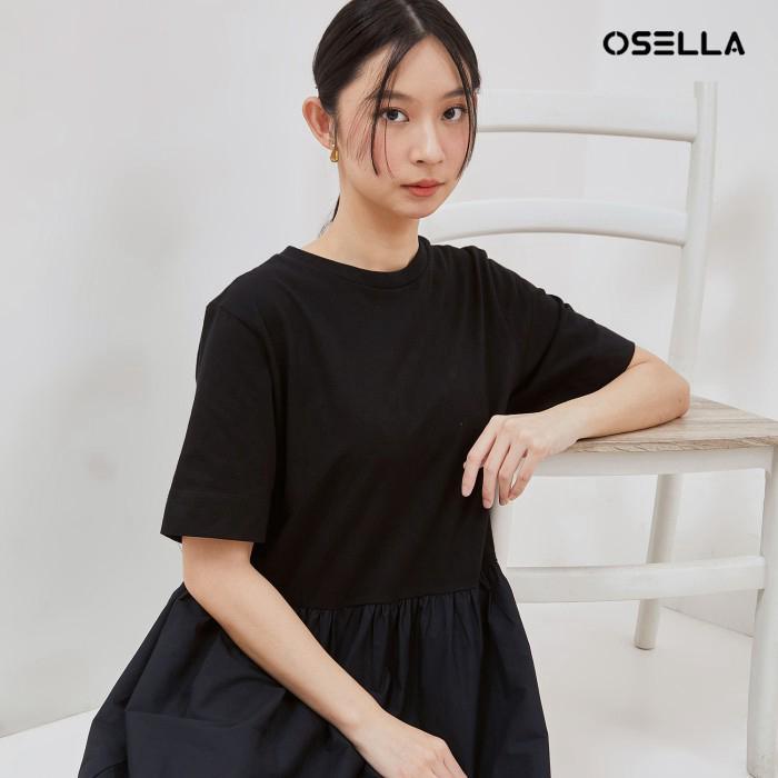[NEW] OSELLA CONTRAST-PANEL MIDI DRESS IN BLACK 2157400243 MIDI DRESS WANITA