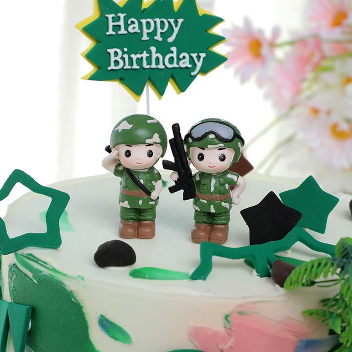 Dekorasi Hiasan Kue Ulang Tahun Tentara - Prajurit Tema Militer Birthday Cake Topper