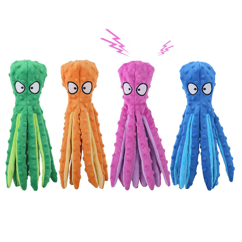 Pet Plush Toy Cat Dog Voice Octopus Shell Puzzle Toy Bite Resistant Interactive Pet Dog Teeth