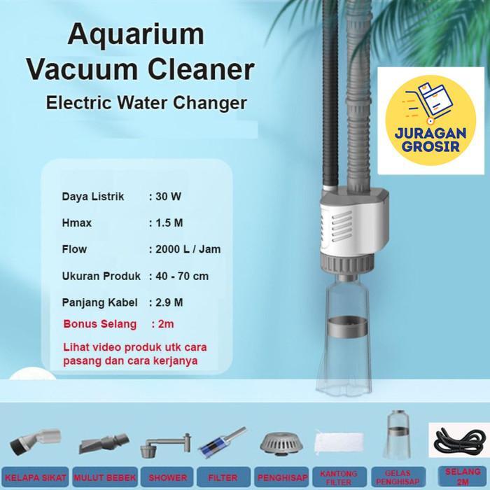 Electric Aquarium Vacuum Pembersih Aquarium Kolam Sedot Siphon Sifon