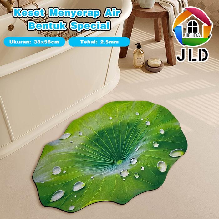 JIELIDA Keset Kamar Mandi Motif Daun/ Keset Karakter Dan Daun/ Keset kaki kamar mandi Nyerap Air /