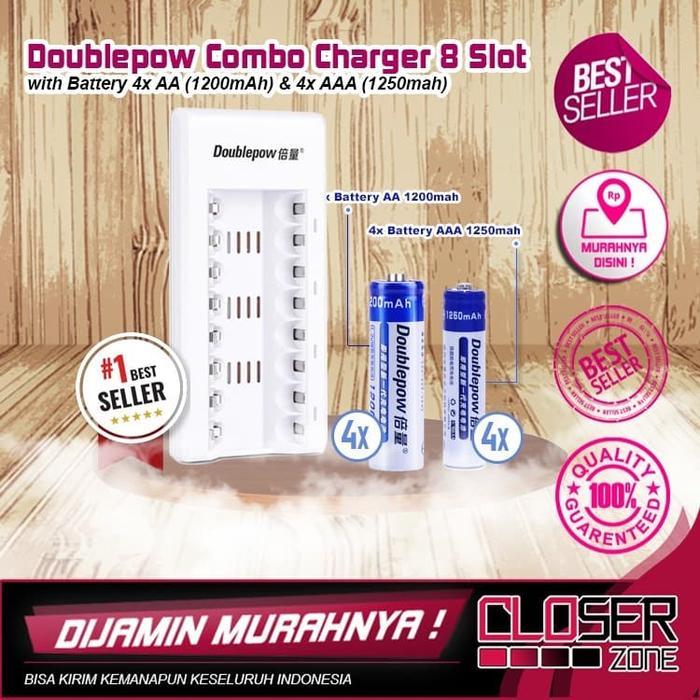 Doublepow Combo Charger 8 Slot for AA/AAA + 4 pcs AA + 4 PCS AAA