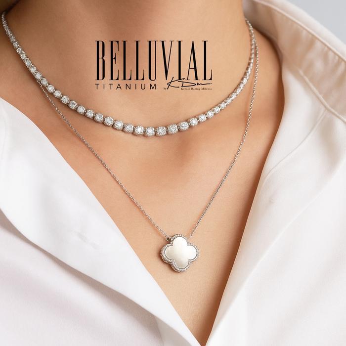 Kalung Titanium - Belluvial titanium - Kalung - Necklace - Kalung Leher Clover - Tidak Berkarat -