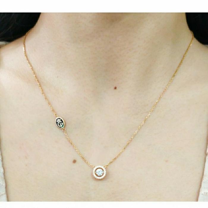 Kalung Tali Rantai Bulat Dancing Stone Wanita Perhiasan Emas asli