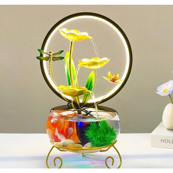 Aquarium Air Mancur Fishtank Air Mancur Mini Aquarium - Water Fountain Tabletop Indoor Living Room