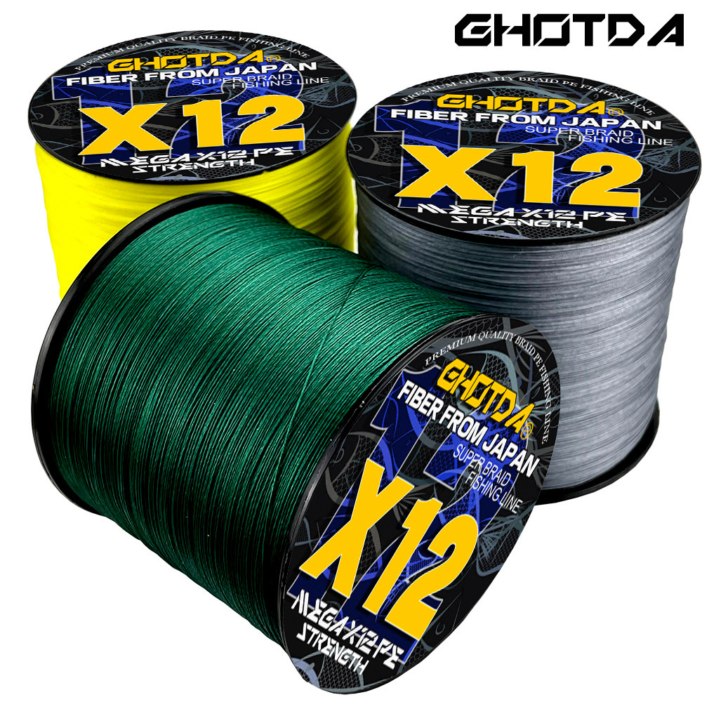 Ghotda Sea Fishing Strong Pe X12 Braided Fishing Line 300M 500M 1000M 12 Strands 25Lb~120Lb Original
