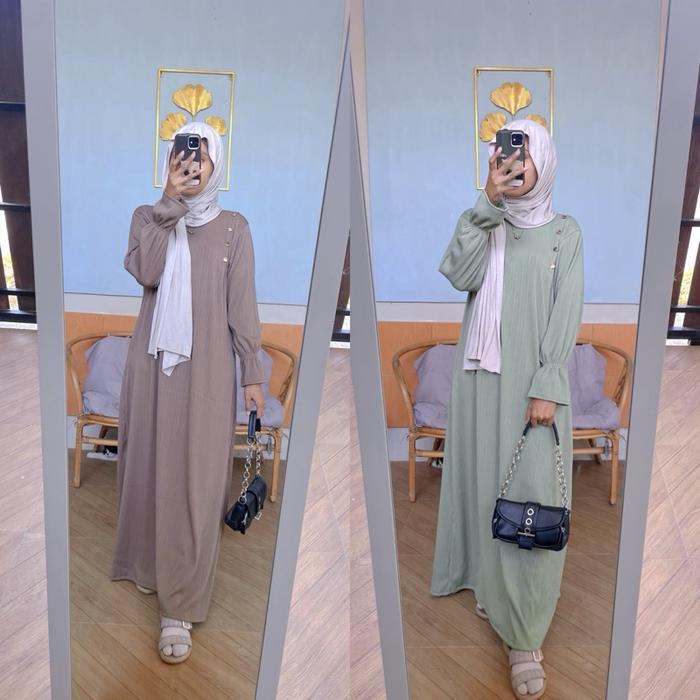 VH Dress Yuna Knit Condru Kancing Bahu Premium Ukuran Jumbo Gamis