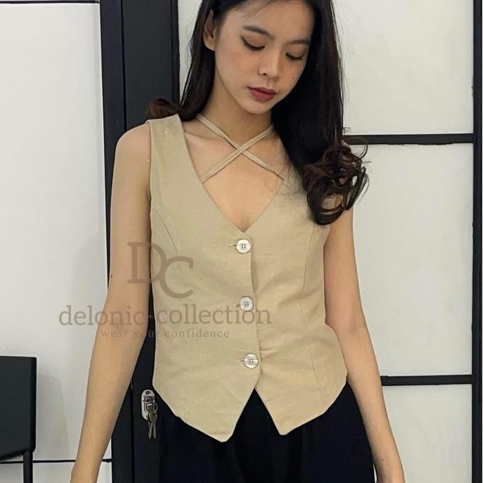 Sister.Grub - Hadley Tanktop Vest Blouse V-Neck Cotton Rami - Atasan Baju Rompi Tank Top Katun Rami