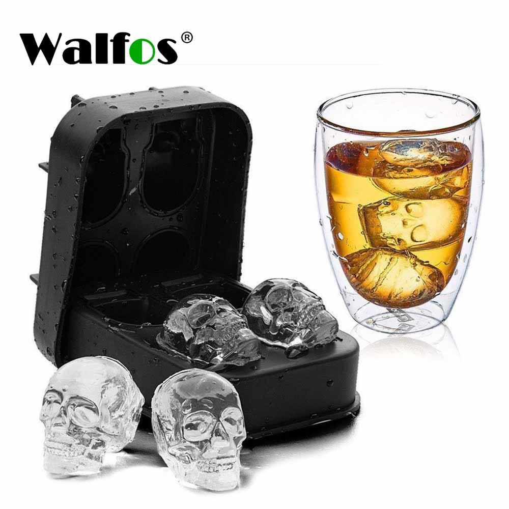 Walfos 3D Skull Silicone Mold Ice Cube Maker Chocolate Mould Tray Ice Cream DIY Tool Whiskey Wine