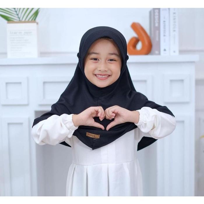 Hijab Anak Pet Ropel Jersey Hijab Pet Tali Belakang Kepang Ropel Anak /Kerudung Tali Kepang Anak