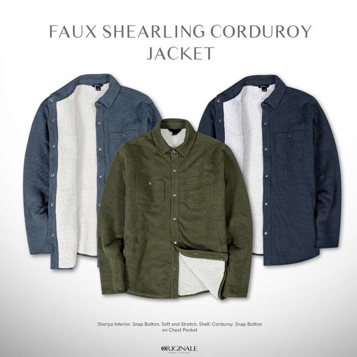 Jaket Pria Jaket Bulu - Shearling Sherpa Lined Corduroy Jacket