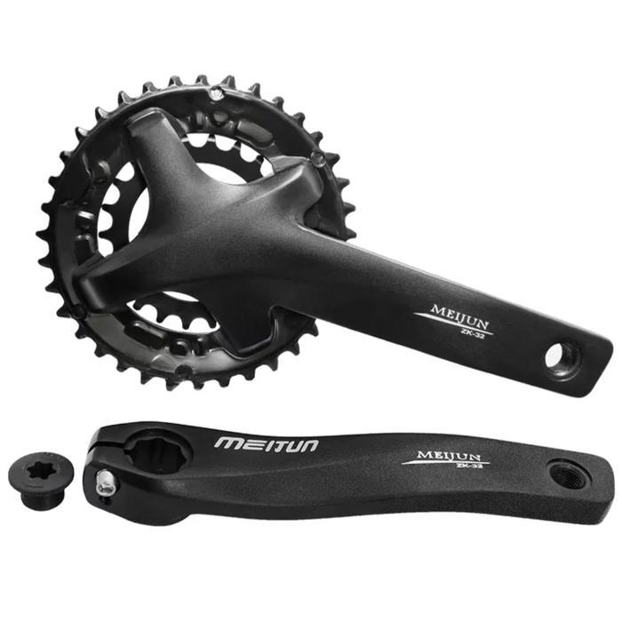 Meijun Crankset Doubel Chainring Crank Arm HT2 Sepeda MTB Road