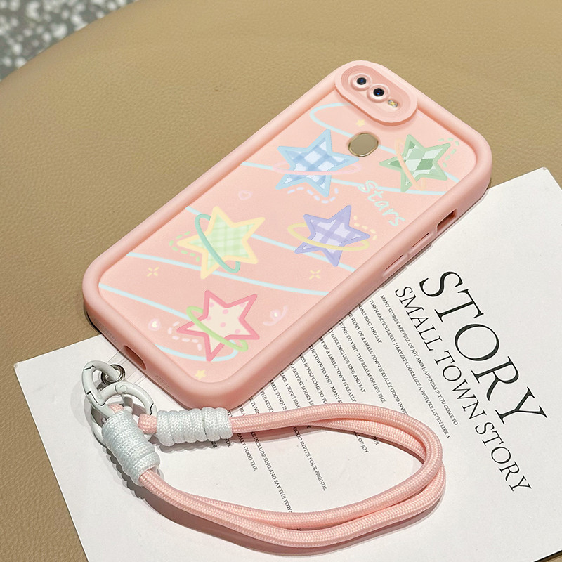 Casing Hp untuk OPPO A7 A5s A12 A12s A11K Case Casing HP Softcase Ponsel Soft Shell dengan Tali Sili