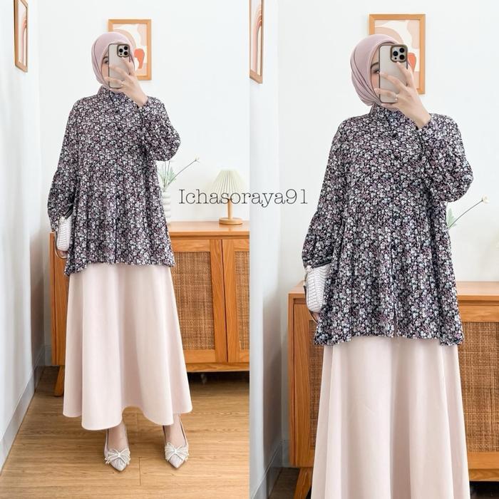 Blouse Rempel Bahan Rayon Viscose Motif Viral Pasti Diskon