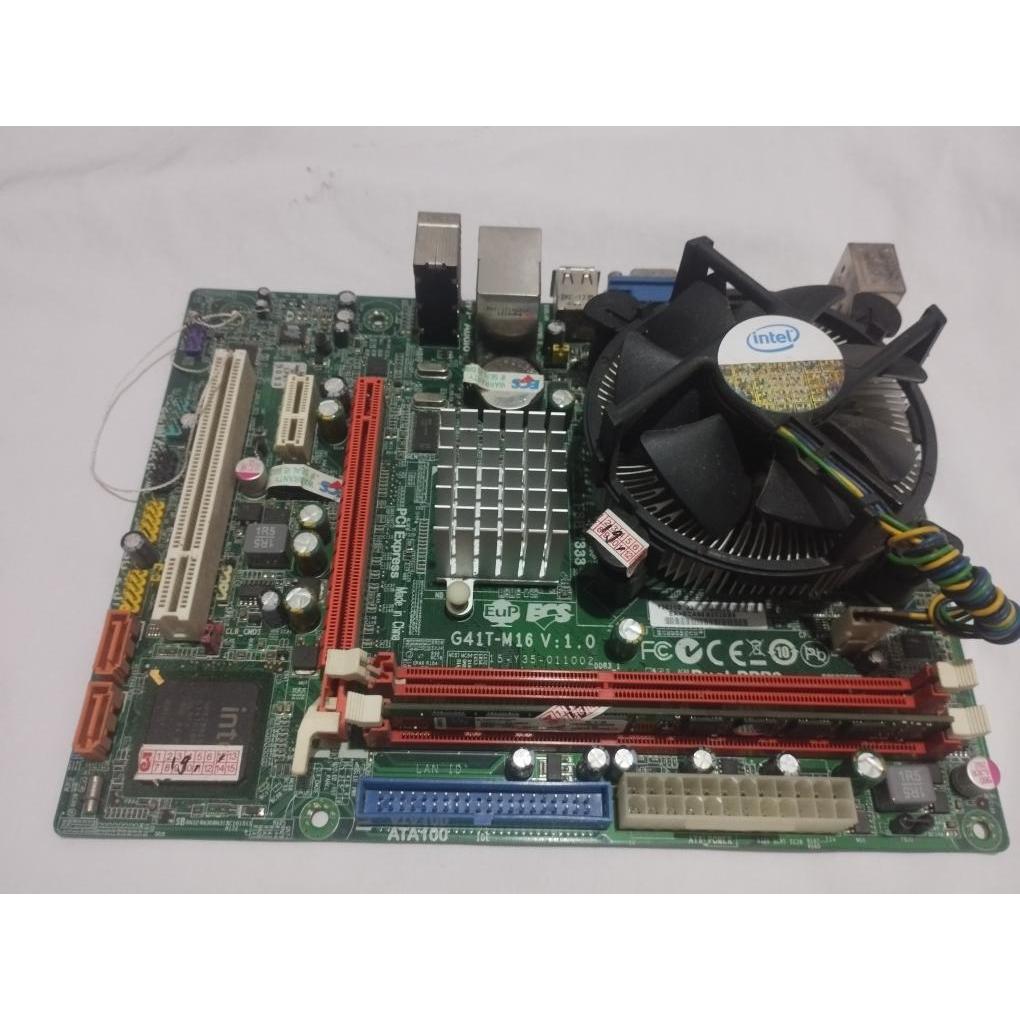 Motherboard ecs G41 M16 LGS 775 DDR3 +PROCESSOR DUAL CORE +RAM +KIPAS