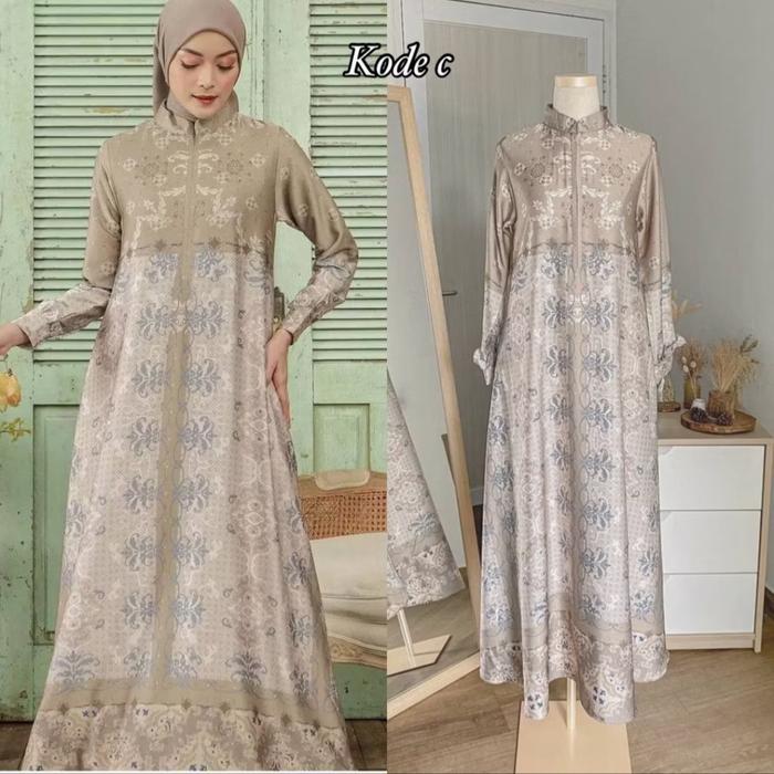 Gamis Dress Silky Premium Motif Seragam Pengajian Nikah Taklim