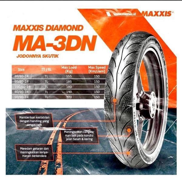 ( PAKET 2 BAN ) 70 90 14 DAN 80 80 14 MAXXIS DIAMOND TUBELESS FREE PENTIL ORIGINAL BARU VARIO