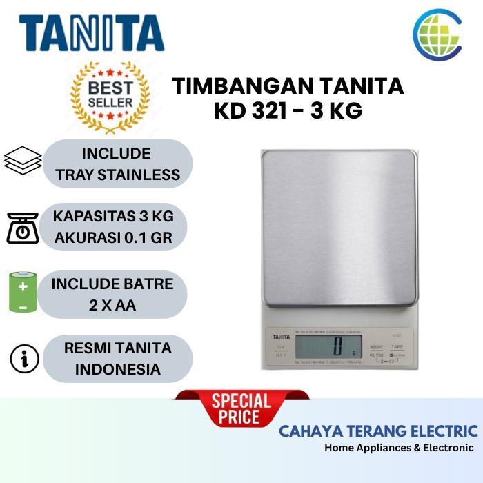 Tanita Timbangan Kue Dapur Digital KD-321 Kuning Keemasan 3kg Akurat Mudah Digunakan Dengan Tray