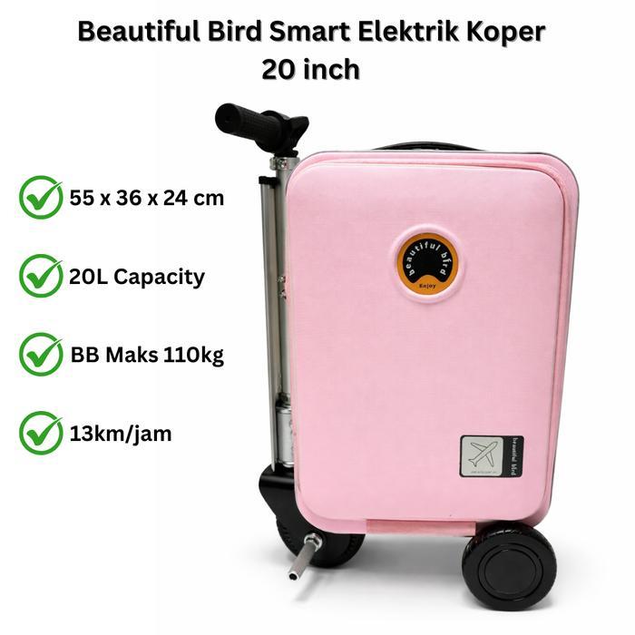 Koper Listrik Beautiful Bird 20 inch Kabin Size / Elektrik Koper Skuter / koper traveling cewek