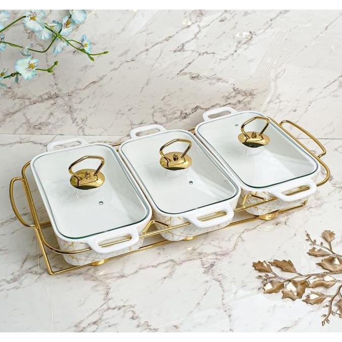 1 Set Canada Serving Plate / Mangkok Sup /Piring Keramik Makan / Panci