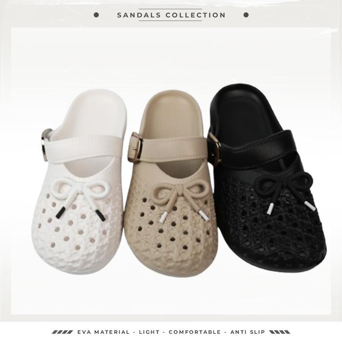 Sandal Sepatu Wanita Sandal Slip On Jibbitz Pita Lucu Sandal Daily Bahan Karet EVA Rubber Ringan