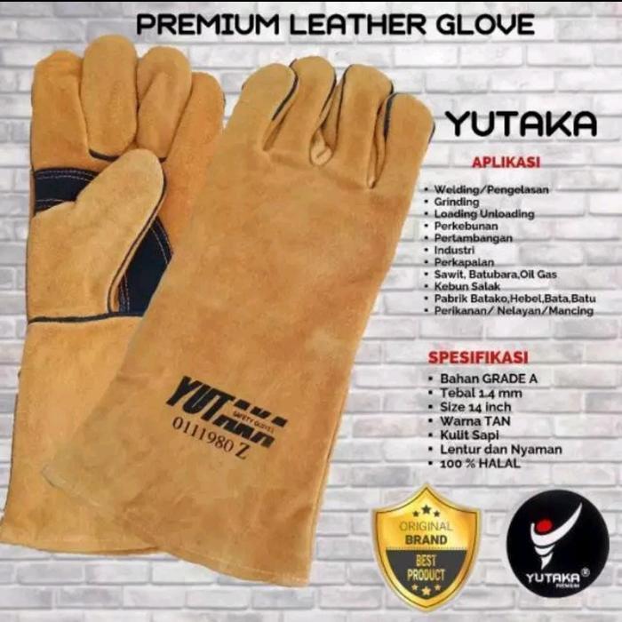 Sarung Tangan Las YUTAKA 14 INCH/Termurah Sarung Tangan Kulit Yutaka