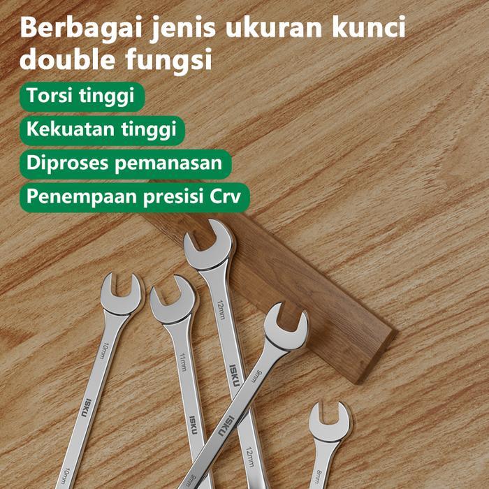 ISKU Kunci Ring Pas Set 11 Pcs Chrome Vanadium IS100130 Combination Wrench 8-24mm 2in1 Fleksibel &