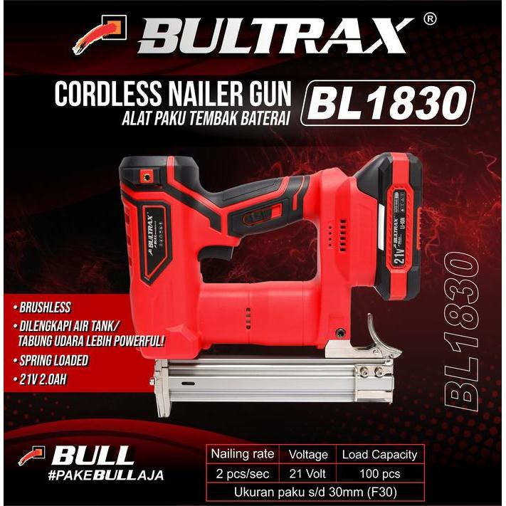 Bultrax BL1830 Cordless Air Nailer Alat tembak paku baterai