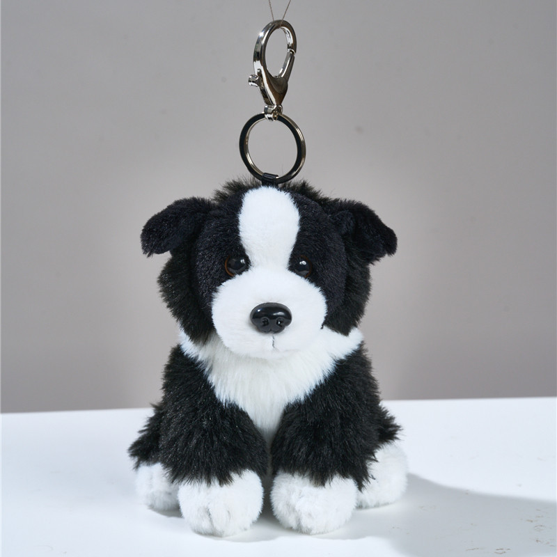 Cute Border Collie Plush Toy Border Collie Keychain Plush Toy Sheepdog Figurine Stress-relieving