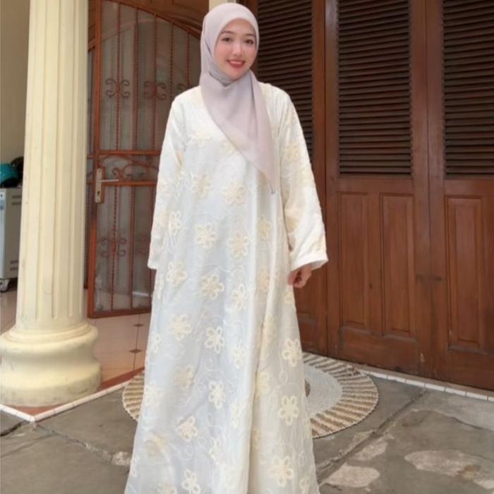 TERLARIS Joley Cloth - Sherine Gamis Tancel Bordir Full Furing Abaya Outfit Raya 2026 Terbaru