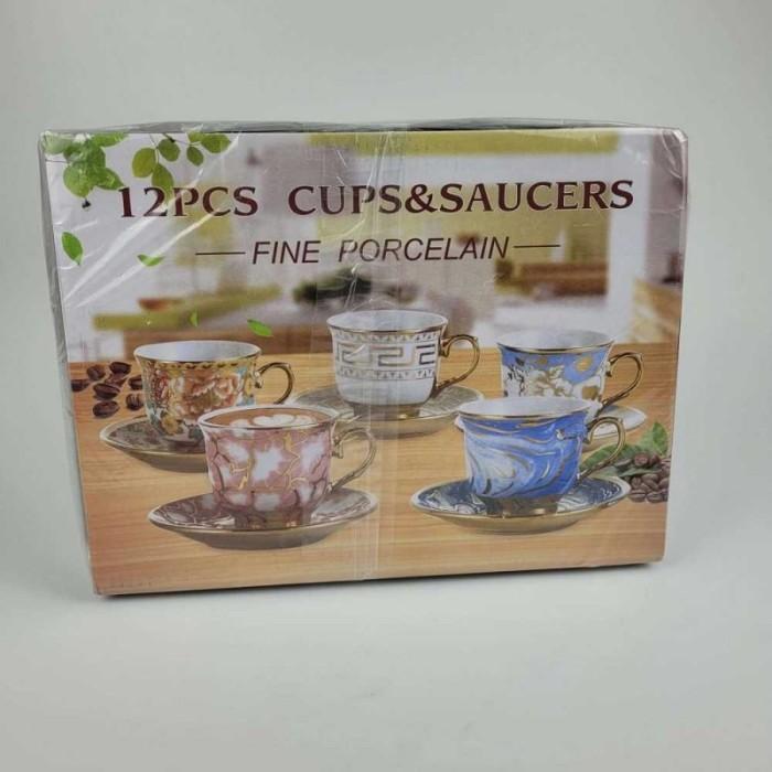 CANGKIR KERAMIK TEH TEA SET 6 IN 1 GELAS MUG EUROPEAN VINTAGE STYLE