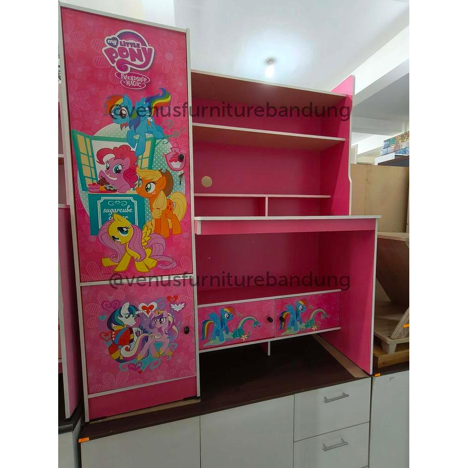 MEJA BELAJAR RAK BUKU ANAK PEREMPUAN KARAKTER MY LITTLE PONY BANDUNG