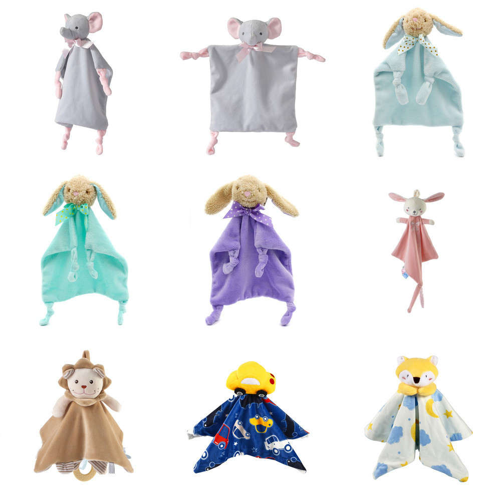 Handuk Penenang Hewan Bayi Bayi Mainan Mewah Kartun Boneka Penenang Kelinci Beruang untuk Bayi Baru 