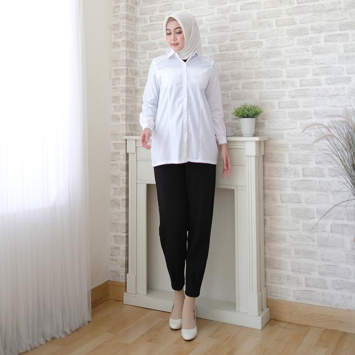 "New" Kemeja PNS Putih Toyobo Wanita Kerja Atasan Baju Putih Kerja Kantoran PNS Guru PPL Jumbo