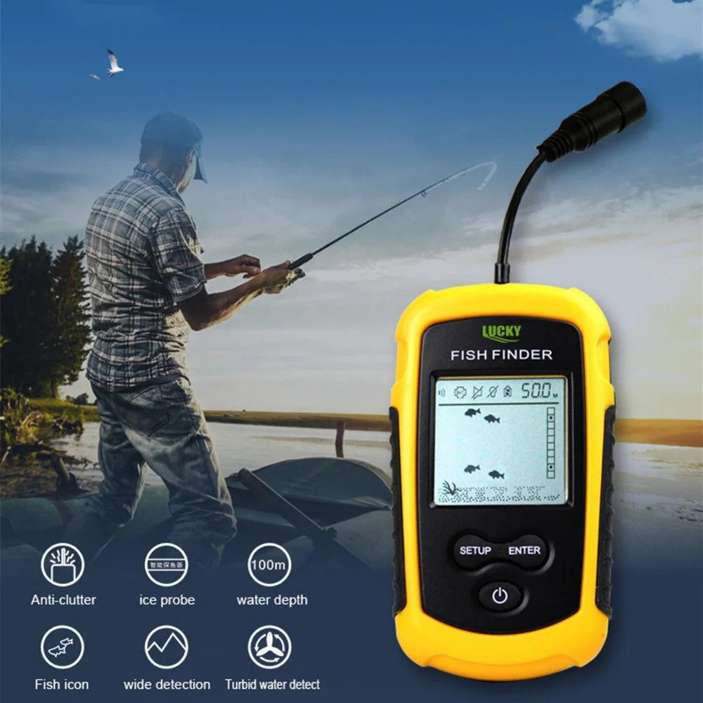 Wired Fish Finder Sonar Fish Finder English/Chinese/Russian Underwater Fish Finder Muddy Water Smart