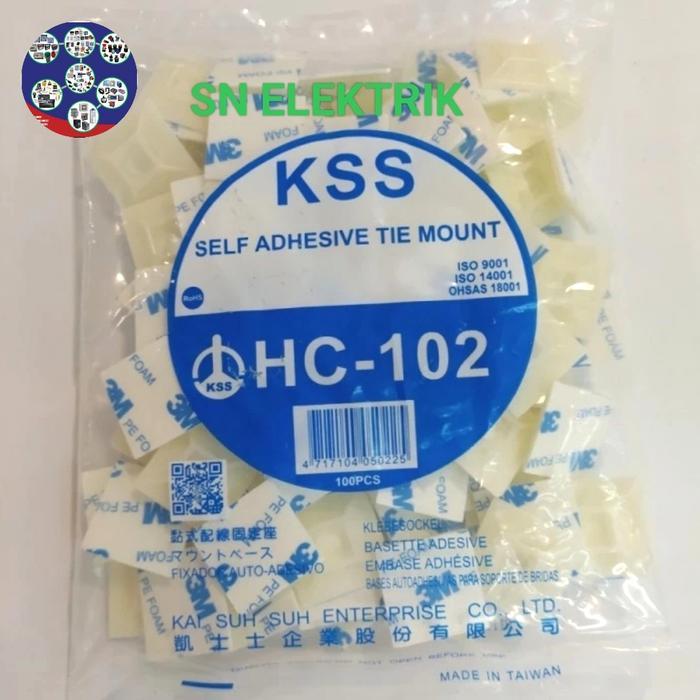 Kss Self Adhesive Tie Mount Hc-102 ( Perekat 3M ) Isi 100Pcs Tie Mount Kss