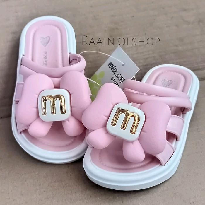 Sandal fashion import anak perempuan sandal/slop alina 803 motif pita sendal karet terbaru anak
