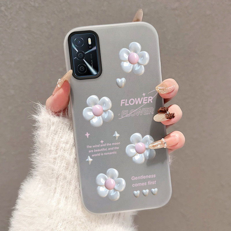 Casing Hp Untuk OPPO A16 OPPO A16s OPPO A54s Case Casing Pola bunga putih Cesing HP Kasing Jelly pel