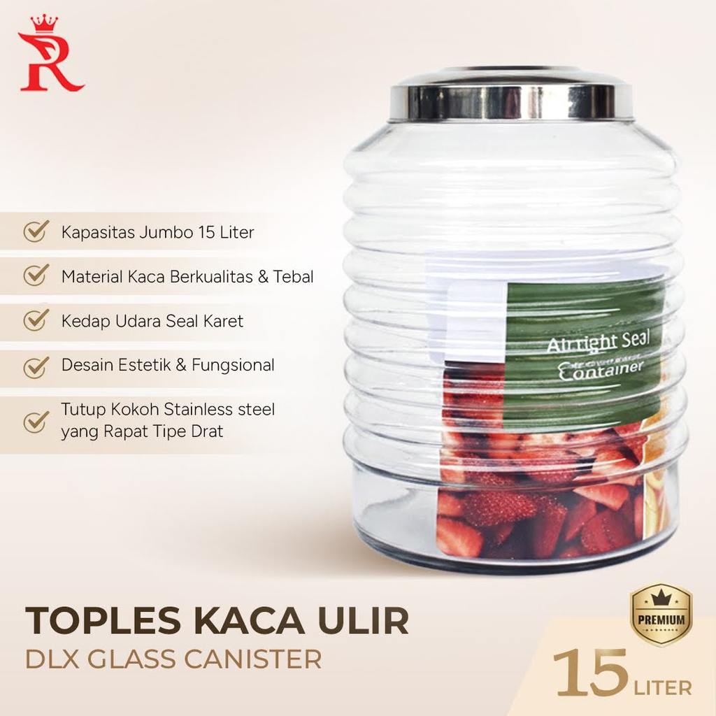 DLX Glass Canister 15 Liter Toples Kaca Premium Seal Kedap Udara Toples DLX Kamma 1