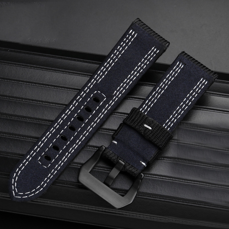 24mm 26mm High Quality Nylon Canvas +cowhide Strap Watchband For Panerai pam985 984 441 Submersiblea