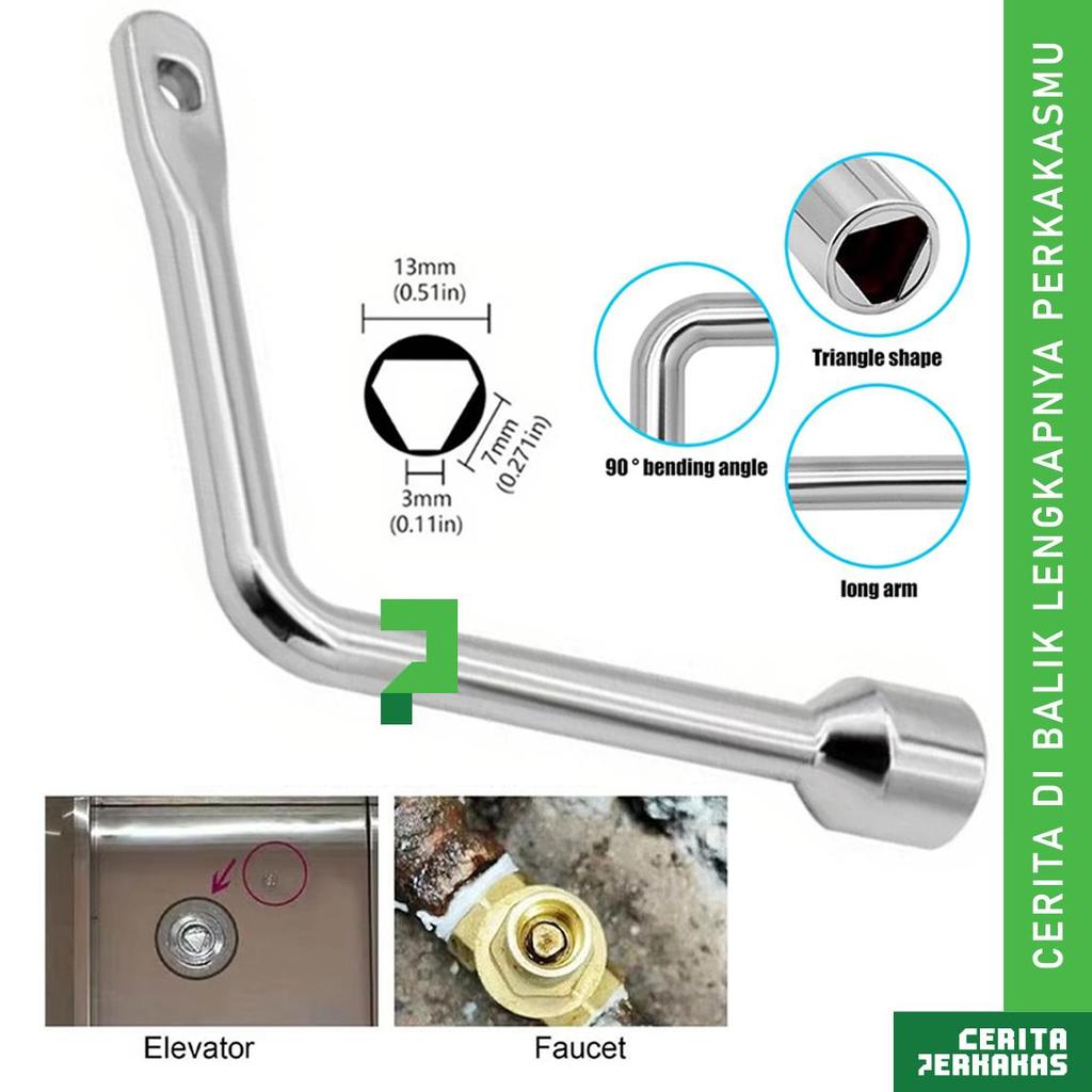 CP Pas Kunci Segitiga Internal Lift AK55 / Katup Meter Air Kabinet Kontrol Listrik Wrench / Panel Un