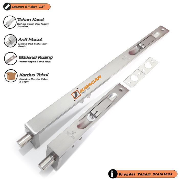 Best Seller Grendel Tanam Stainless Pintu 2 Daun - Grendel Pintu Atas Bawah - Slot Kunci Pintu
