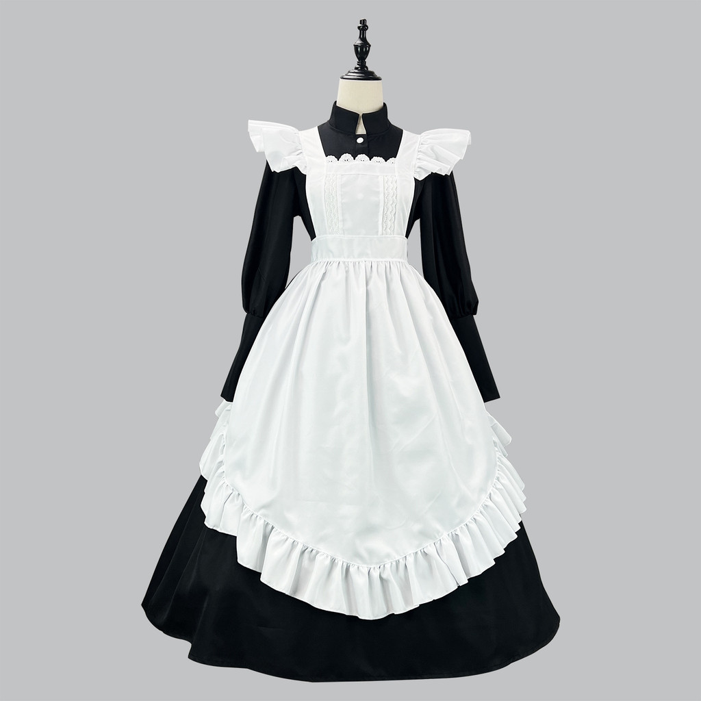 S -5Xl Black Old Castle Maid Cosplay Costume Housekeeper Steward Butler Maid Dress Cafe Attendant