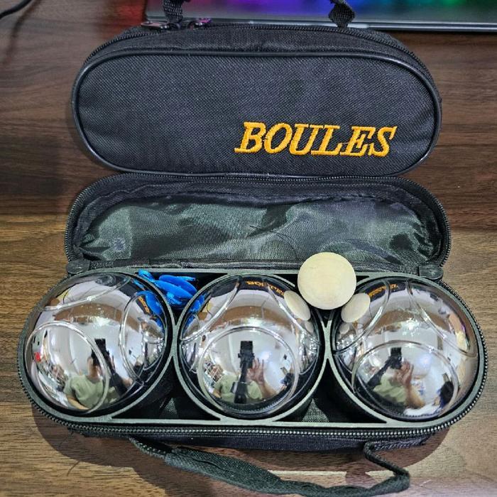 Pentaque Petanque Bola Petanque Bola Petang 1 Set Isi 3 Bola Besi 1 Bola Kayu 1 Pengukur 1 Tas