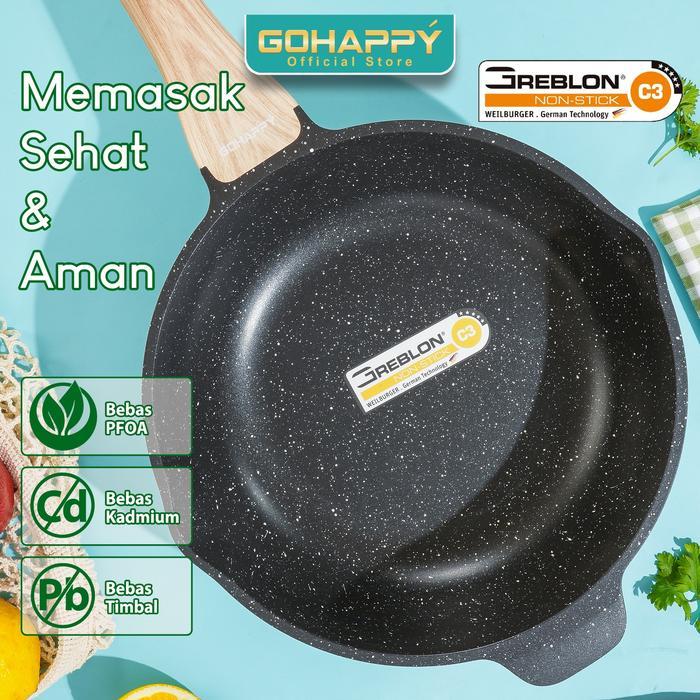 SWISS 5 IN 1 GRANITE SET Panci Wok Sauce fry pan Gohappy like carote