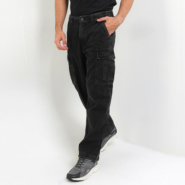 DISKON Hush Puppies Celana Jeans Cargo Pria PL ZOLA Black MF29608BLK READY STOCK